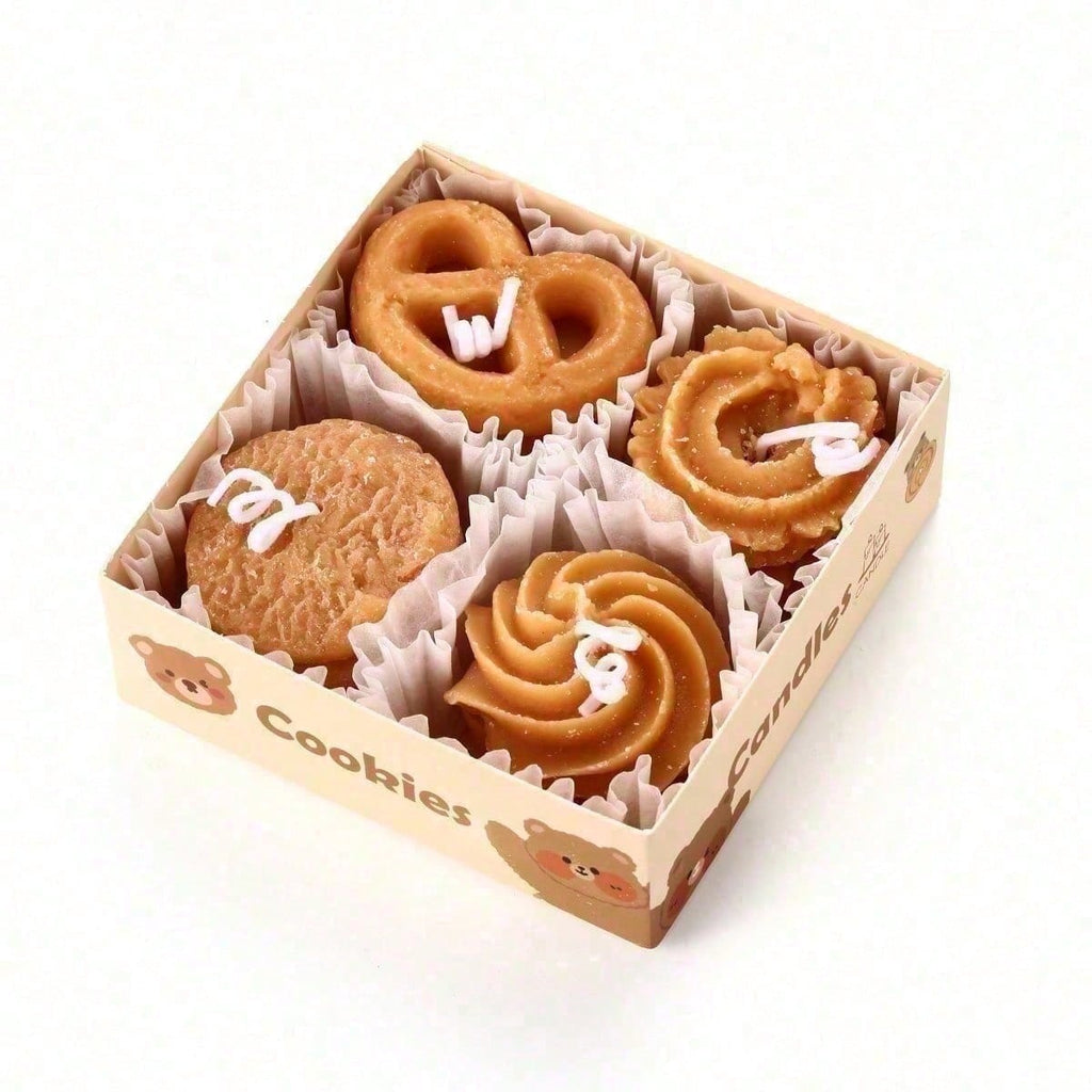 Cookie Shape Scented Candle Set 4PCS Coffee & Milk Aroma For Home Deco