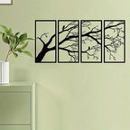 CIFbuy Iron Bare Branch & Bird 4-Panel Wall Art