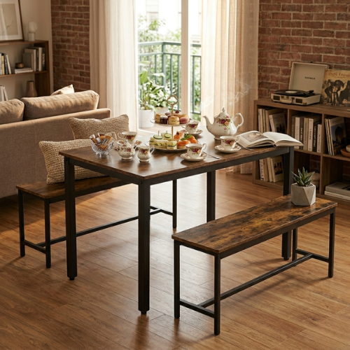 Dining Table 2 Benches Set  | Modern Design