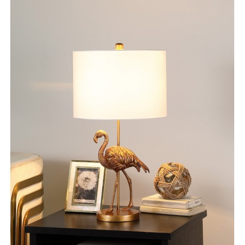 Gold Flamingo Table Lamp, Resin Sculptural Accent, 26 Inch