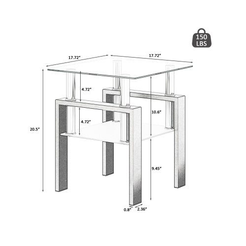 Modern Glass Coffee Table Set | Square Design