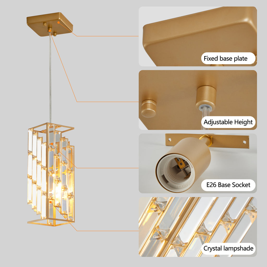 4inch Modern Crystal Pendant Light - 3 Pack