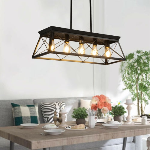 Modern Farmhouse Chandelier | Rectangular Ceiling Light