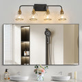 31 Modern 4-Light Vanity Wall Sconce - Black And Gold Bathroom Light F