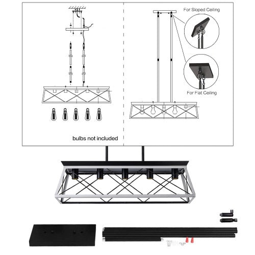 Elegant Farmhouse Dining Chandelier | 5-Lamp Set