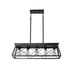 32in Black Gold Industrial 5-Light Pendant Chandelier