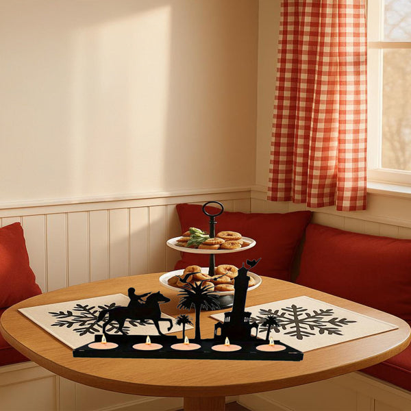 Rustic Wooden Antler Candle Holder Set