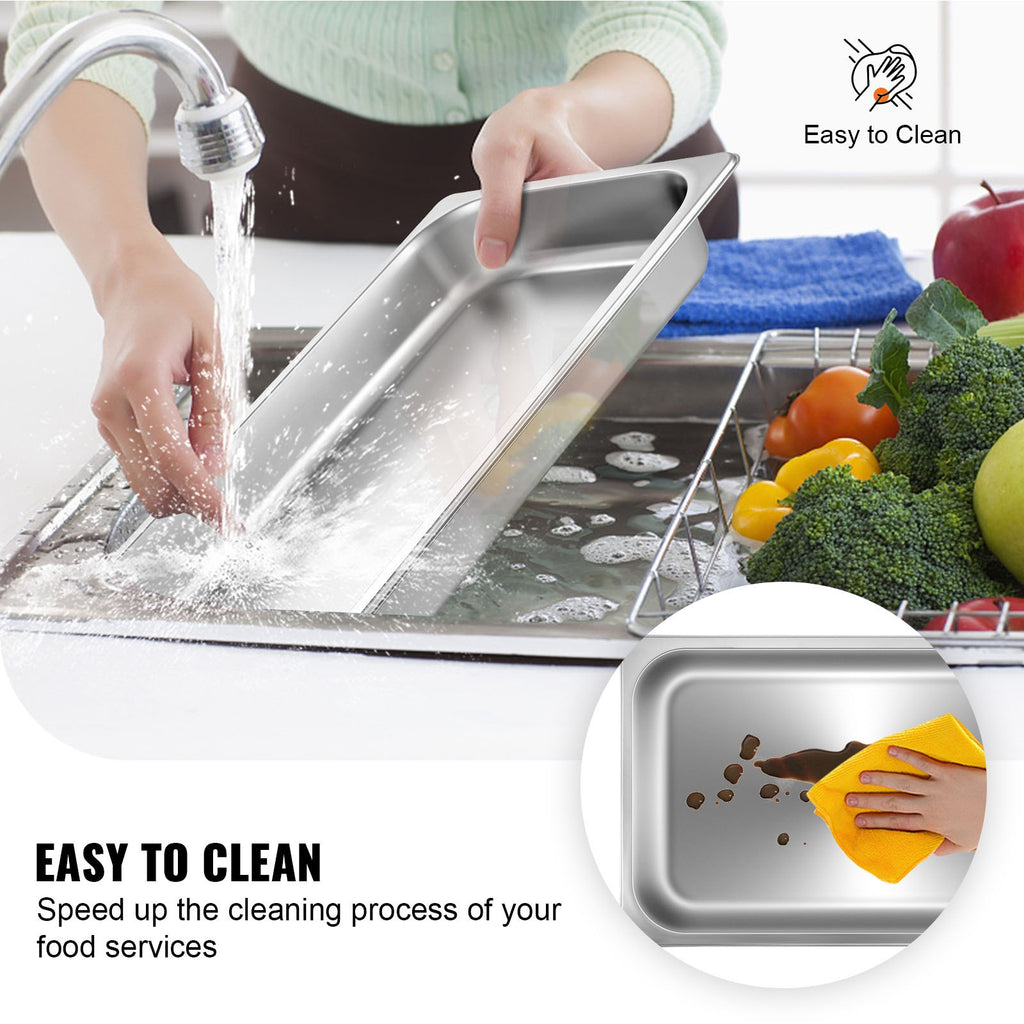6 Pack Steam Table Pans 20.9 X 12.8 X 2.6 Inch Deep Steam Table Pan Fu