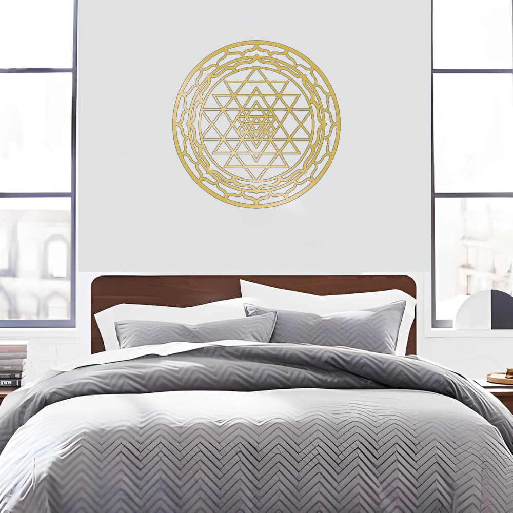 Sacred Geometry Metal Wall Art - Handcrafted Yantra Mandala Decor For