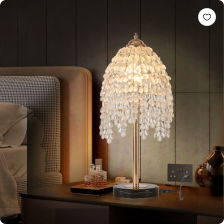 19 Inch Height Elegant Crystal Table Lamp Vintage Waterfall Design Wit