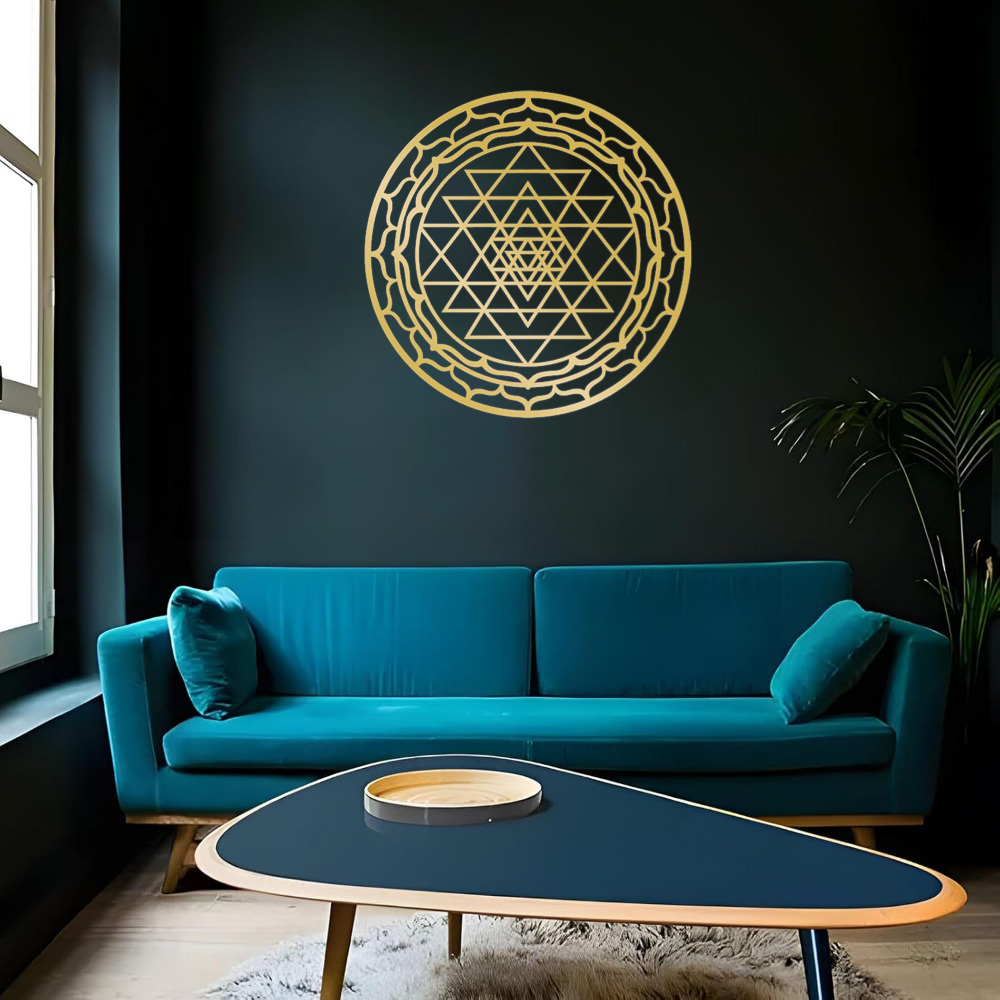 Sacred Geometry Metal Wall Art - Handcrafted Yantra Mandala Decor For