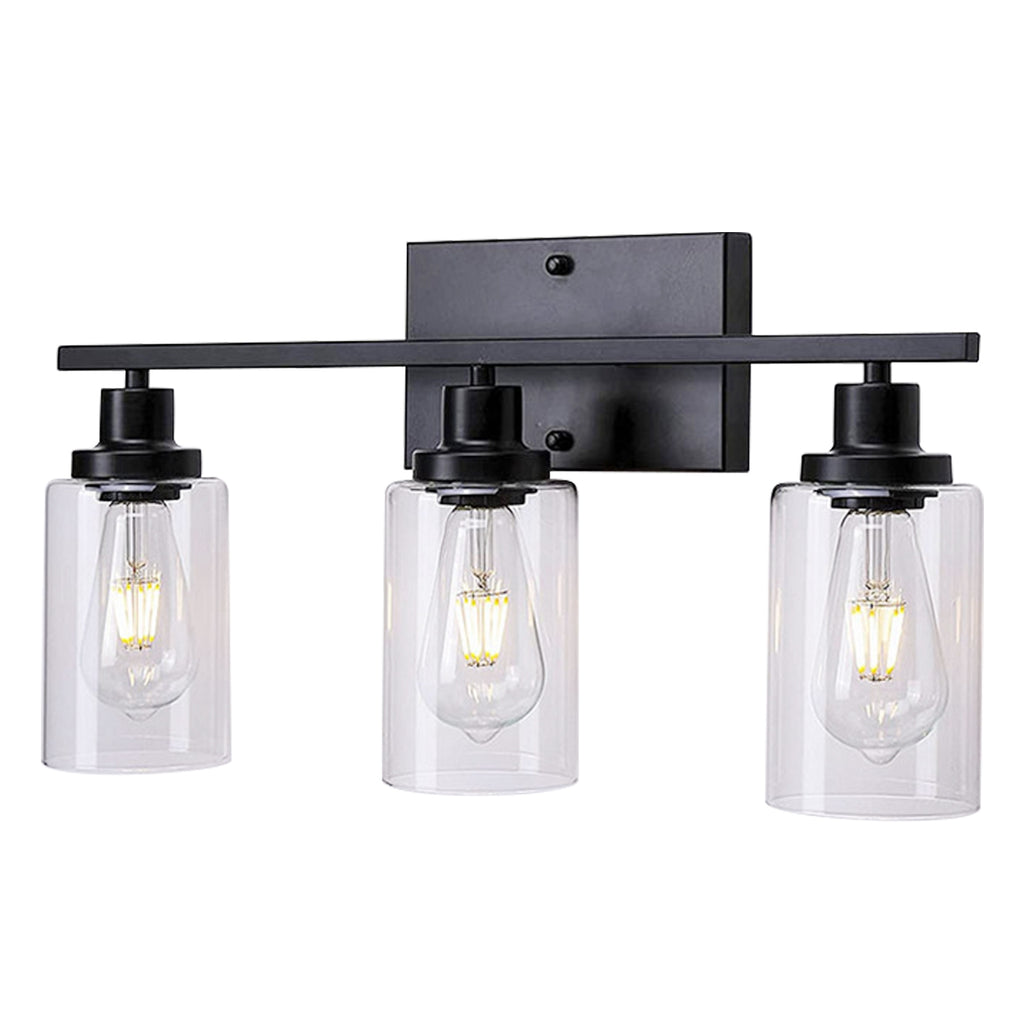 1Pc 3-Light Wall Sconce Lighting With Clear Glass Shade Bathroom Vanit