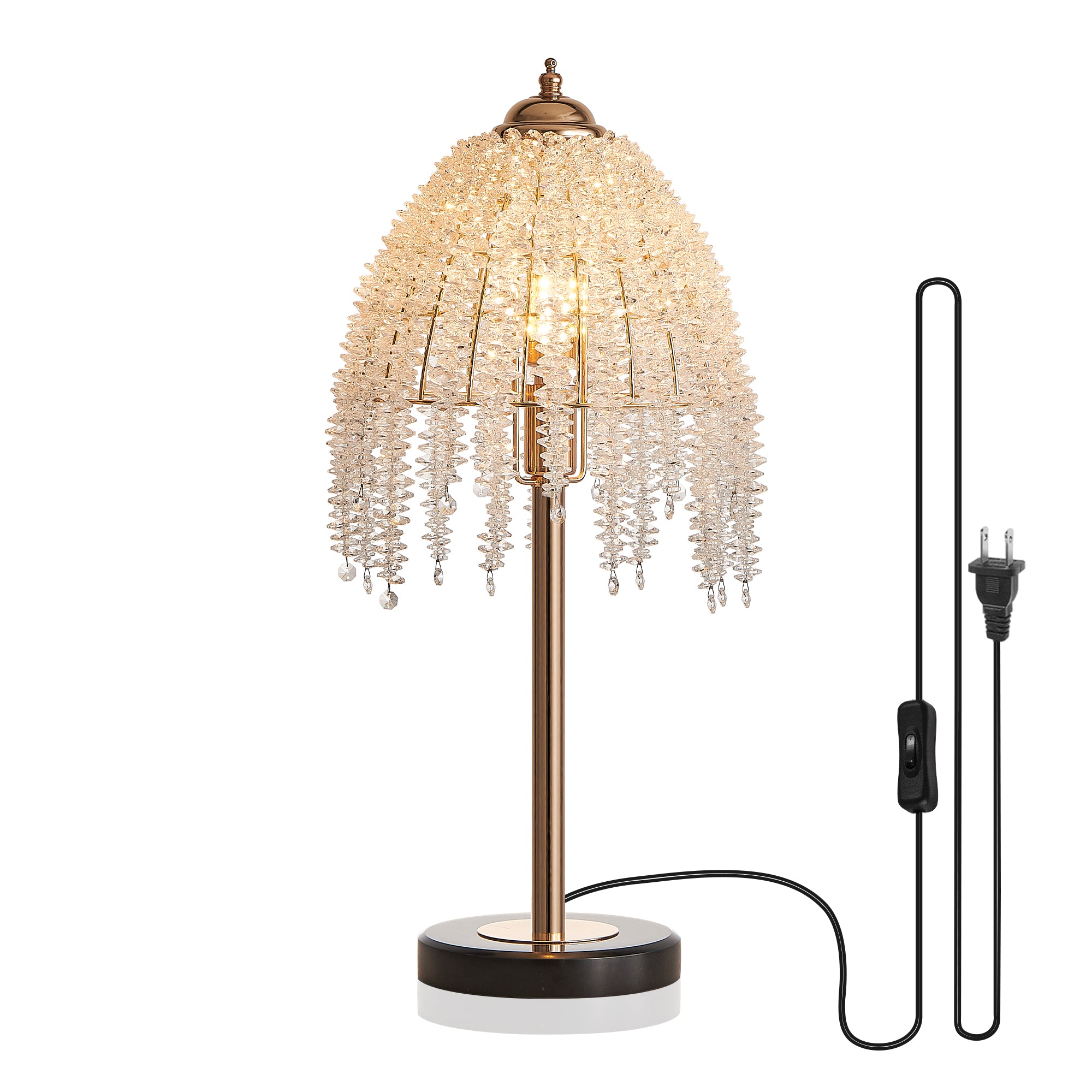 19 H Elegant Crystal Table Lamp Vintage Waterfall Design With Crystal