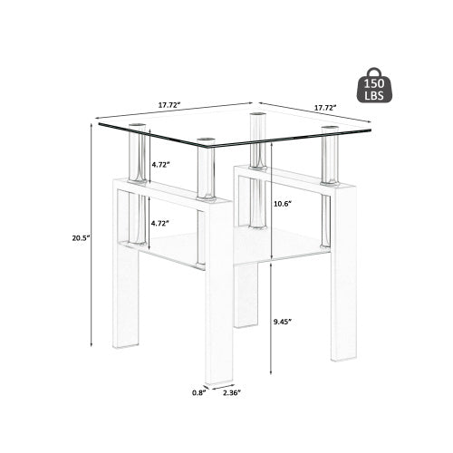White Glass Coffee Table |  2-Layer Design
