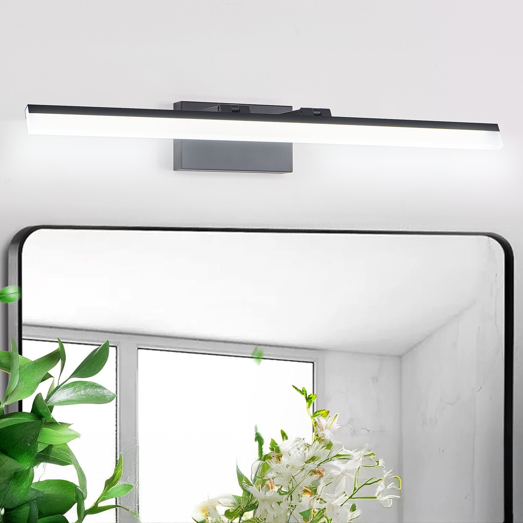 32 Inch Modern LED Bathroom Vanity Light - Sleek Black Metal Wall Ligh