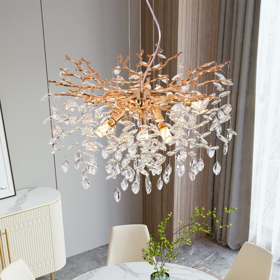 Modern Tree Branch Crystal Chandelier Luxury Gold Crystal Pendant Ligh