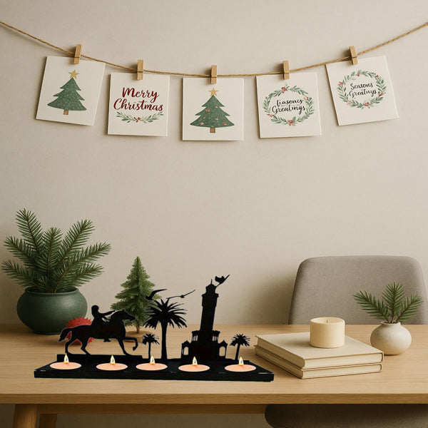 Rustic Wooden Antler Candle Holder Set
