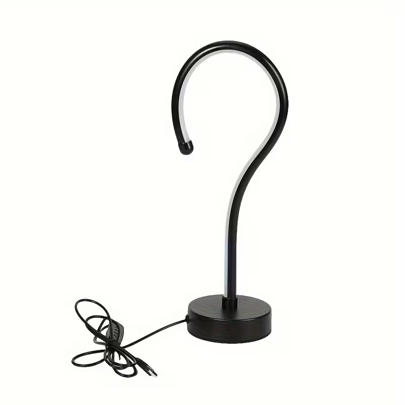 Question Mark LED Table Lamp, Sculptural Matte Black Accent Light, Set of 2