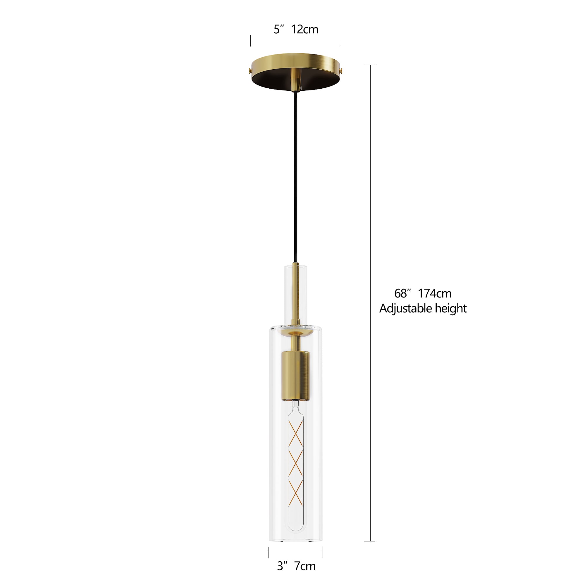 Gold Pendant Light, Modern Brass-Tone Ceiling Fixture