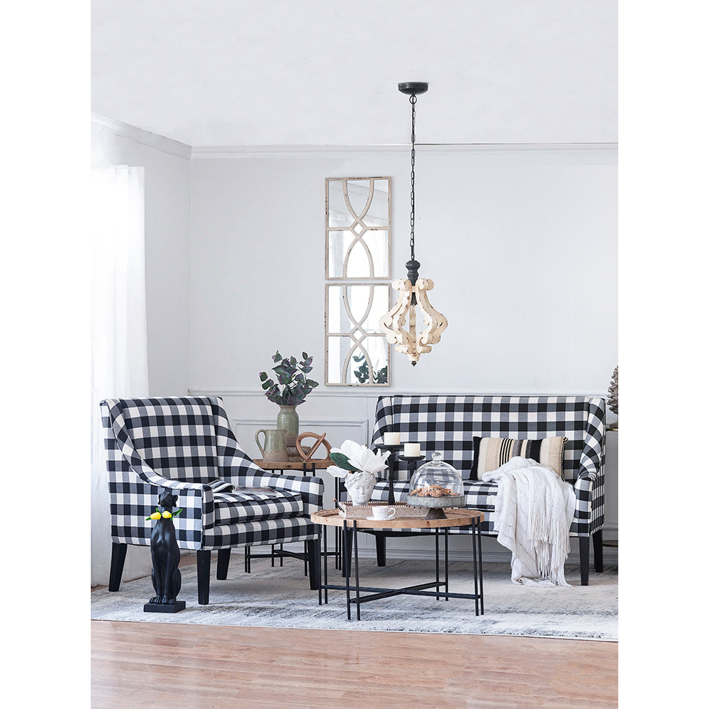 Farmhouse Chandelier, Distressed Wood and Metal Candle Style