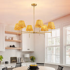 Boho Rattan Chandelier 6-Lights Rustic Industrial Pendant Light Large