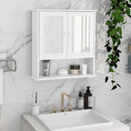 Bathroom Wall Cabinet With Double Mirror Doors And Shelves