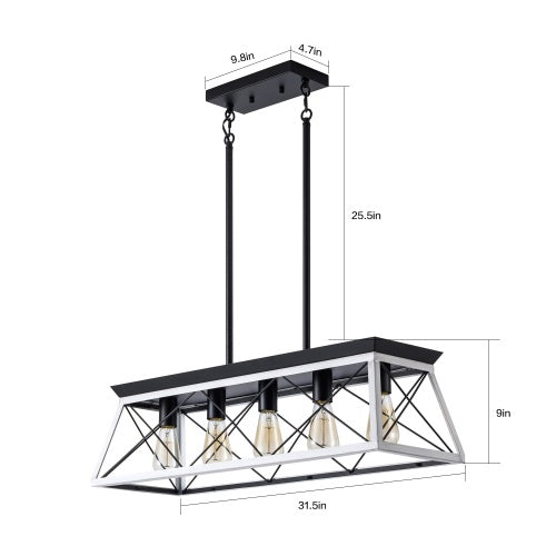 Elegant Farmhouse Dining Chandelier | 5-Lamp Set
