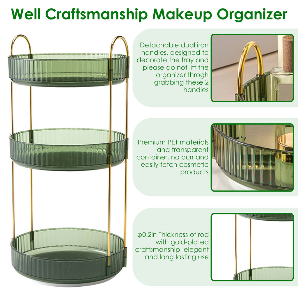 1 Set 3 Tier Rotating Makeup Organizer 360 Degree Spinning Perfume Cos