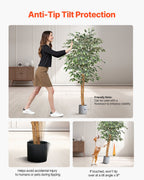 5FT Artificial Ficus Tree Tall Faux Plant With Black Pot For Indoor De