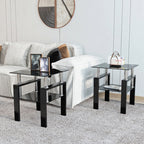 Square Tempered Glass Coffee Table Set | Lift-Top Design