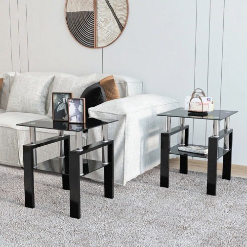 Square Tempered Glass Coffee Table Set | Lift-Top Design
