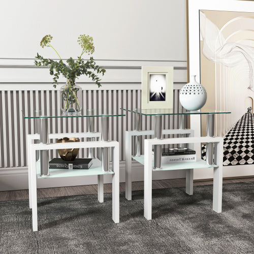 Tempered Glass Coffee Table Set | Square Design