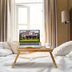 1Pc Bamboo Laptop Desk Breakfast Serving Bed Tray Foldable Leg Multi-P