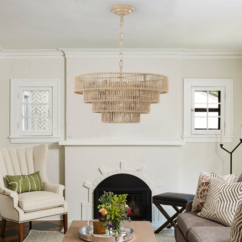 LED Chandelier Light | Bohemian Woven Design