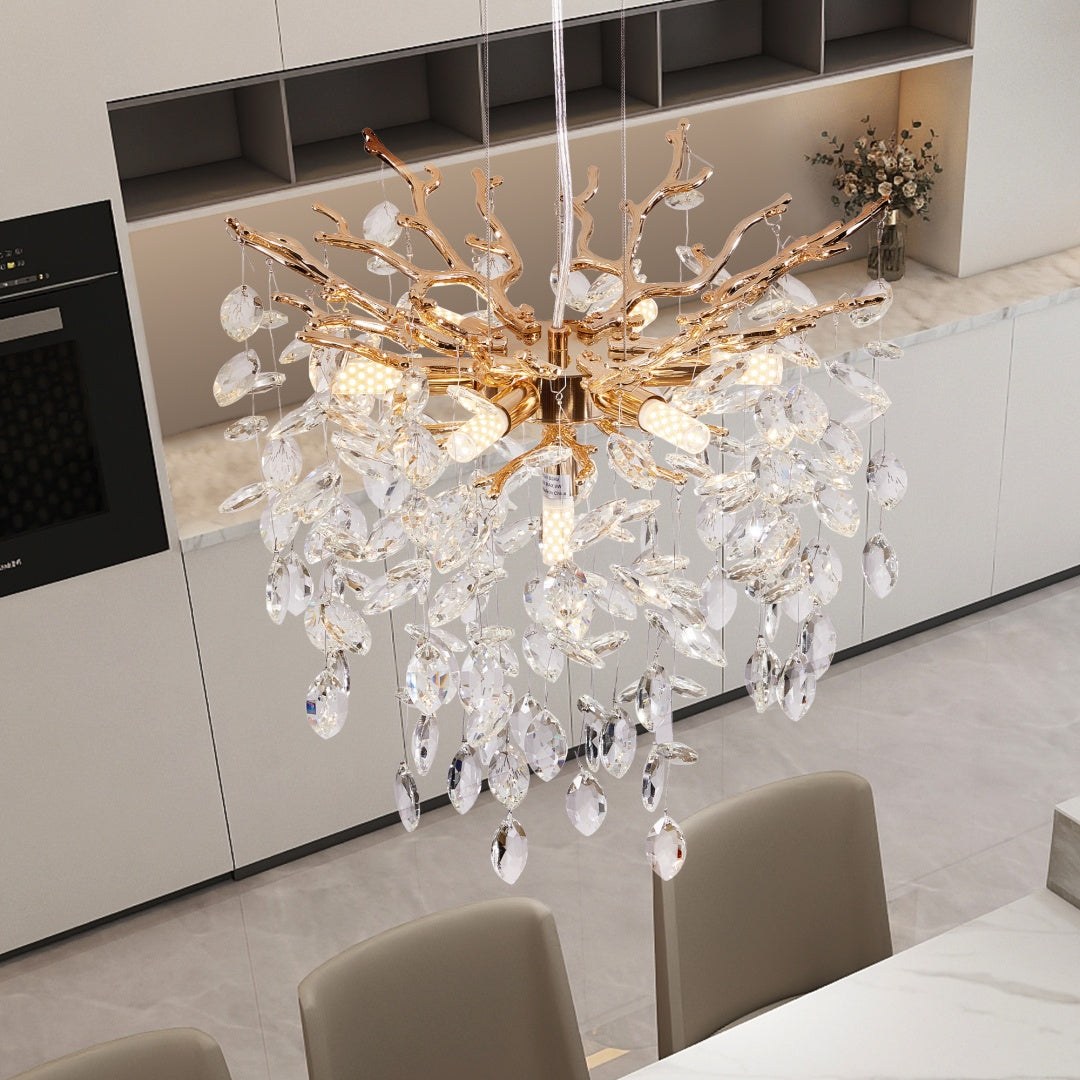 Modern Tree Branch Crystal Chandelier Luxury Gold Crystal Pendant Ligh