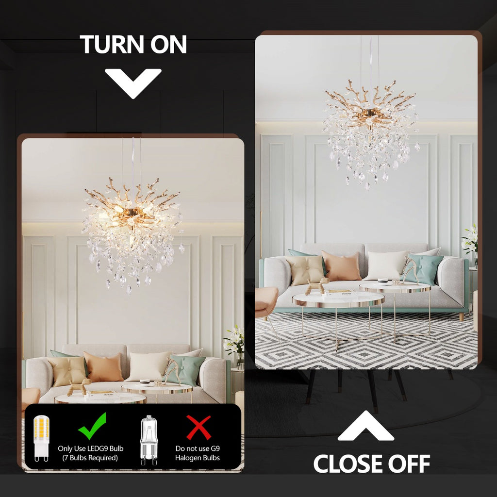 Modern Tree Branch Crystal Chandelier Luxury Gold Crystal Pendant Ligh