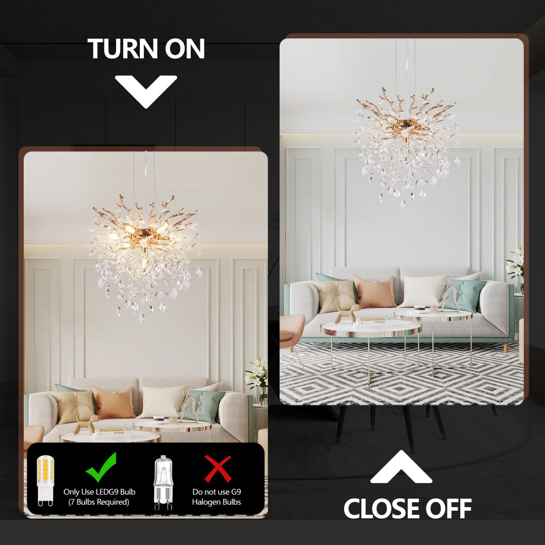 Modern Tree Branch Crystal Chandelier Luxury Gold Crystal Pendant Ligh