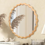 27.5 Inches Round Wavy Wall Mirror For Bathroom Vanity