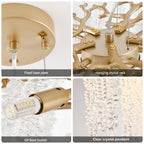 Gold Crystal Pendant Light with Cascading Strands, 24 Inch