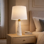 Enclave Hydro White Table Lamp With On Off Switch Faux Marble Base Fab