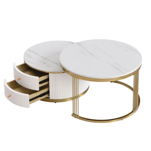 Gold White Nesting Tables | Round Design