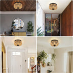 Woven Rattan 3-Lamp Chandelier | Handmade Cage Design