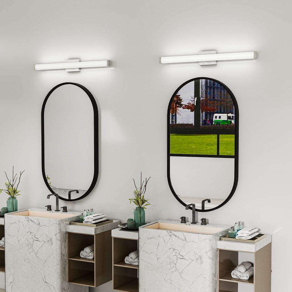 Bathroom Vanity Light Brushed Nickel Square LED 33inch 18W 6000K Cool