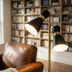 Axis Brassed Gold Floor Lamp With 4-Way Double Spots With Metal Base