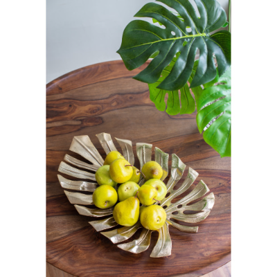 18.9x13.4x1.4 Gold Monstera Leaf Wall DEcor