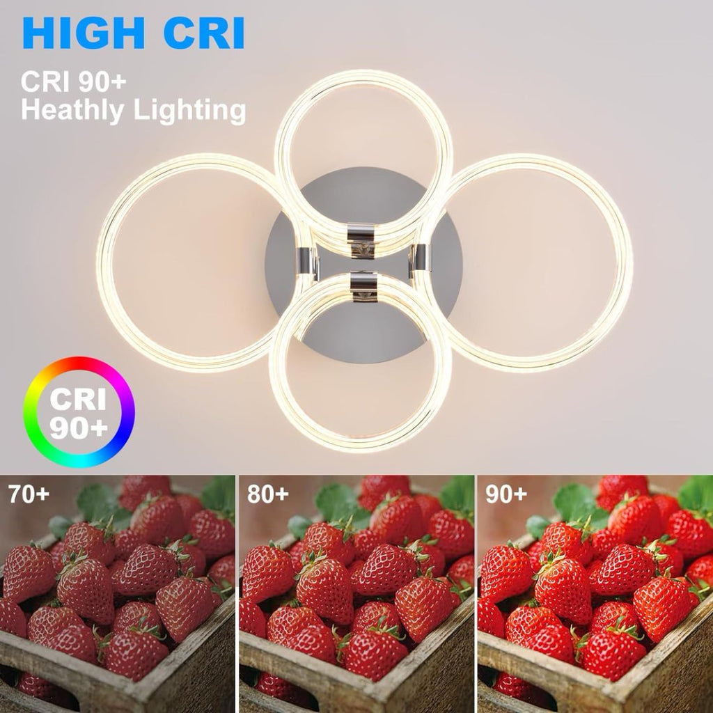 Modern LED Ceiling Light, 4-Head Acrylic Flush Mount