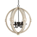 6-Light Wood Chandelier | Adjustable Chain Lighting