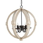 6-Light Wood Chandelier | Adjustable Chain Lighting