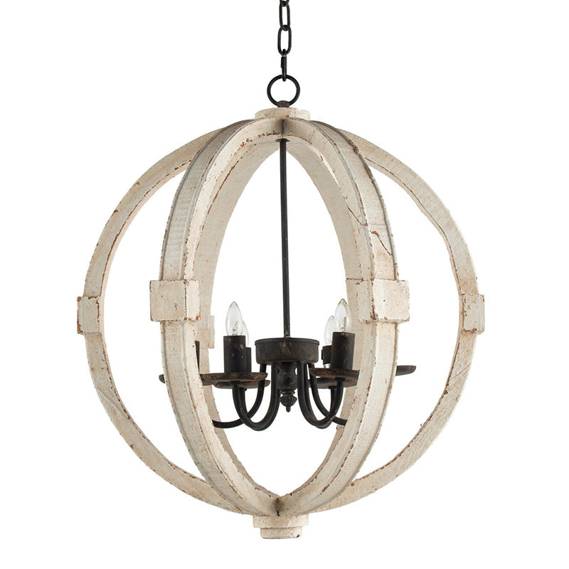6-Light Wood Chandelier | Adjustable Chain Lighting