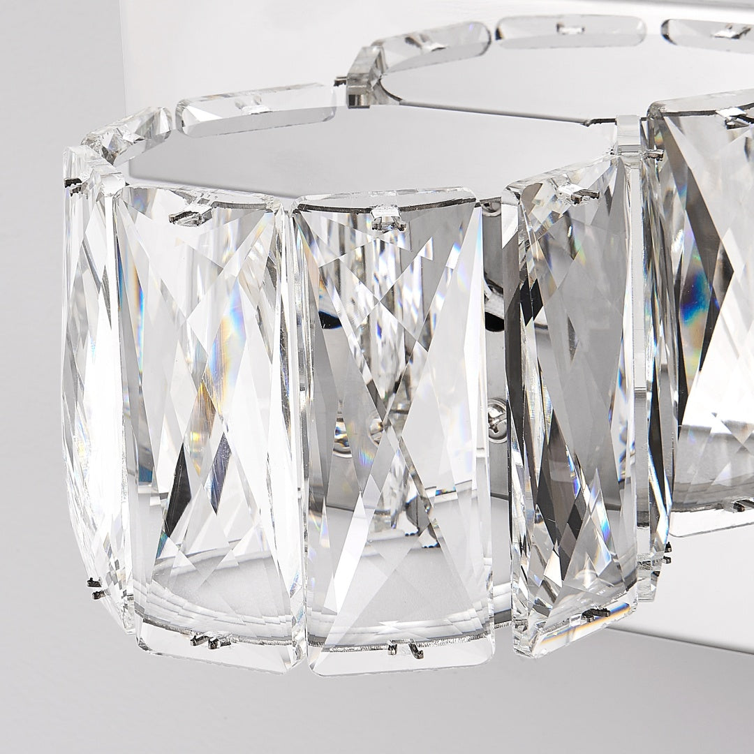 35 Modern Crystal 5-Light LED Wall Sconce -Elegant Chrome Bathroom Van